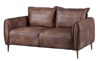 Burgess Loveseat in Vintage Chocolate Top Grain Leather Finish by Acme - 54541