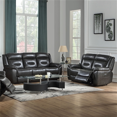 Imogen 2 Piece Power Motion Sofa Set in Gray Leather-Aire Finish by Acme - 54805-S