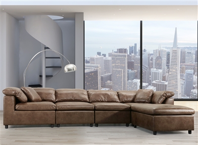 Audrey 4 Piece Sectional in 2-Tone Mocha Polished Microfiber Finish by Acme - 55100-55102
