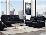 Aashi 2 Piece Motion Sofa Set in Navy Leather-Gel Match Finish by Acme - 55370-S
