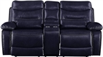 Aashi Motion Loveseat in Navy Leather-Gel Match Finish by Acme - 55371