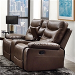 Aashi Motion Loveseat in Brown Leather-Gel Match Finish by Acme - 55421