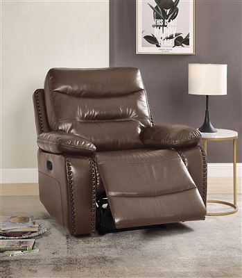 Aashi Motion Recliner in Brown Leather-Gel Match Finish by Acme - 55422
