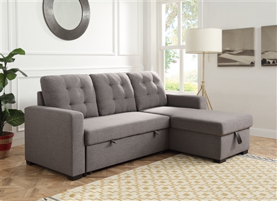 Chambord Reversible Storage Sleeper Sectional in Gray Fabric Finish by Acme - 55555
