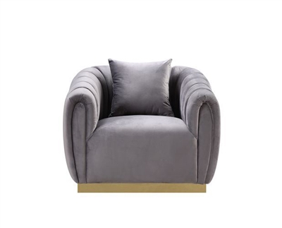 Elchanon Chair in Gray Velvet & Gold Finish by Acme - 55672