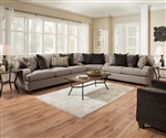 Cantia 2 Piece Sofa Set in 2-Tone Gray Fabric Finish by Acme - 55800-S