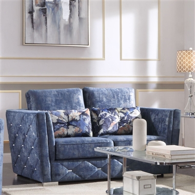 Emilia Loveseat in 2-Tone Blue Fabric Finish by Acme - 56026