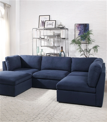 Crosby 4 Piece Sectional in Blue Fabric Finish by Acme - 56035-56036