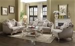Chelmsford 2 Piece Sofa Set in Beige Fabric & Antique Taupe Finish by Acme - 56050-S