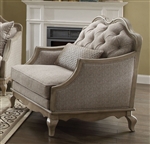 Chelmsford Chair in Beige Fabric & Antique Taupe Finish by Acme - 56052