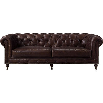 Aberdeen Sofa in Vintage Brown Top Grain Leather & Aluminum Finish by Acme - 56590