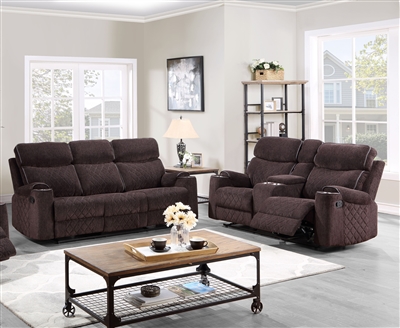 Aulada 2 Piece Motion Sofa Set in Chocolate Fabric Finish by Acme - 56905-S