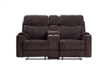 Aulada Motion Loveseat w/Console and USB Port in Chocolate Fabric Finish by Acme - 56906