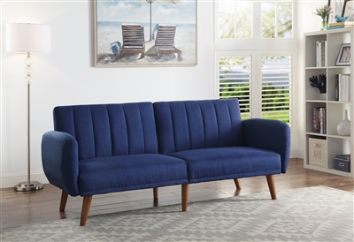 Bernstein Adjustable Sofa in Blue Linen & Walnut Finish by Acme - 57190