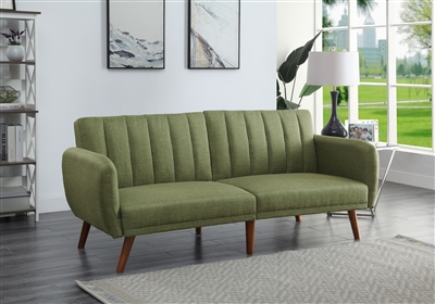 Bernstein Adjustable Sofa in Green Linen & Walnut Finish by Acme - 57194