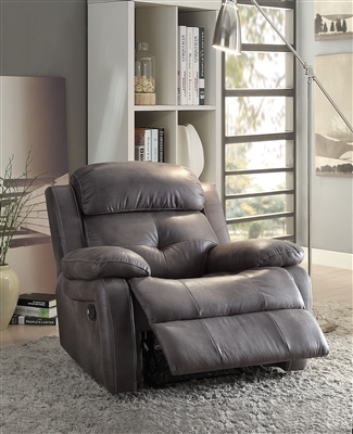 Ashe Recliner in Gray Polished Microfiber Finish by Acme - 59466
