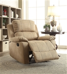 Bina Recliner in Light Brown Polished Microfiber Finish by Acme - 59526