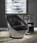 Brancaster Accent Chair in Distress Espresso Top Grain Leather & Aluminum Finish by Acme - 59622