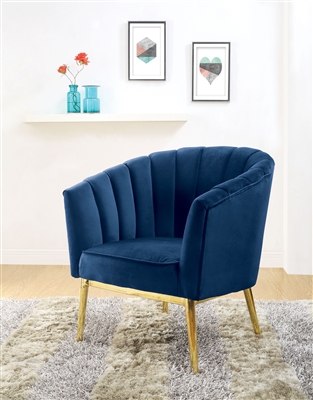 Colla Accent Chair in Blue Velvet & Gold Finish by Acme - 59815