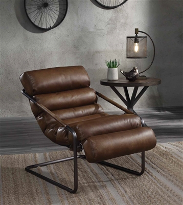 Dolgren Accent Chair in Sahara Top Grain Leather & Matt Iron Finish by Acme - 59948