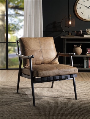 Anzan Accent Chair in Berham Chestnut Top Grain Leather Finish by Acme - 59949