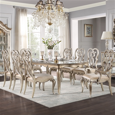 Esteban 7 Piece Dining Room Set in Antique Champagne Finish by Acme - 62200