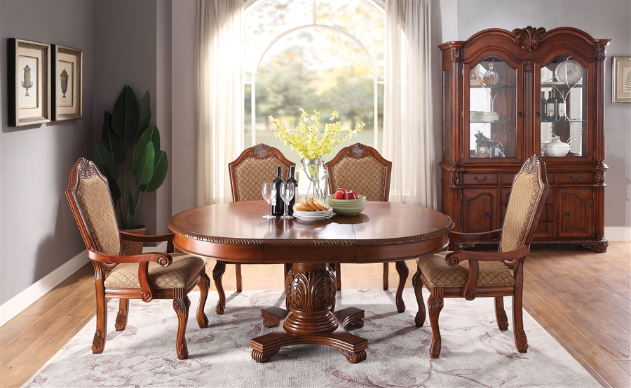 Round Table Dining Room, Cherry Wood Round Dining Room Set