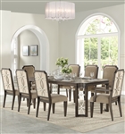 Peregrine 7 Piece Dining Room Set in Fabric & Walnut Finish by Acme - 67990