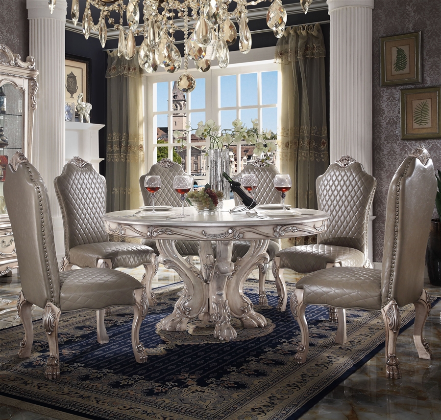 Dresden 5 Piece Round Table Dining Room, Dining Room Set With Curio Cabinet