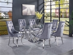 Dekel 7 Piece Dining Room Set with Gray Fabric Chairs by Acme - 70140-70143