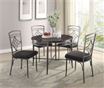 Burnett 5 Piece Round Table Dining Room Set in Dark Gray Finish by Acme - 70300