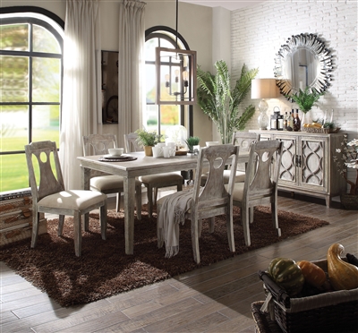 Colette 7 Piece Dining Room Set in Reclaimed Gray Oak Finish by Acme - 70310
