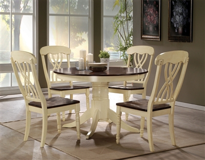 Dylan 5 Piece Round Table Dining Room Set in Buttermilk & Oak Finish by Acme - 70330