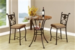 Kleef 3 Piece Round Table Counter Height Dining Set in Dark Bronze Finish by Acme - 70560