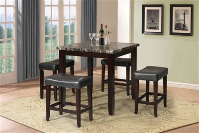 Ainsley 5 Piece Counter Height Dining Set in Espresso Finish by Acme - 70728