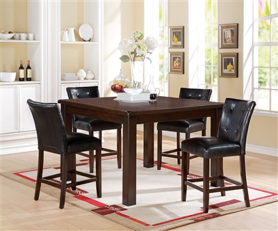 Easton 5 Piece Counter Height Dining Set in Brown Cherry Finish by Acme - 71145