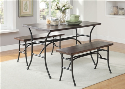 Domingo 3 Piece Dining Room Set in Walnut & Antique Black Finish by Acme - 71665