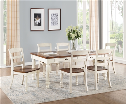 Britta 7 Piece Dining Room Set in Walnut & White Washed Finish by Acme - 71770
