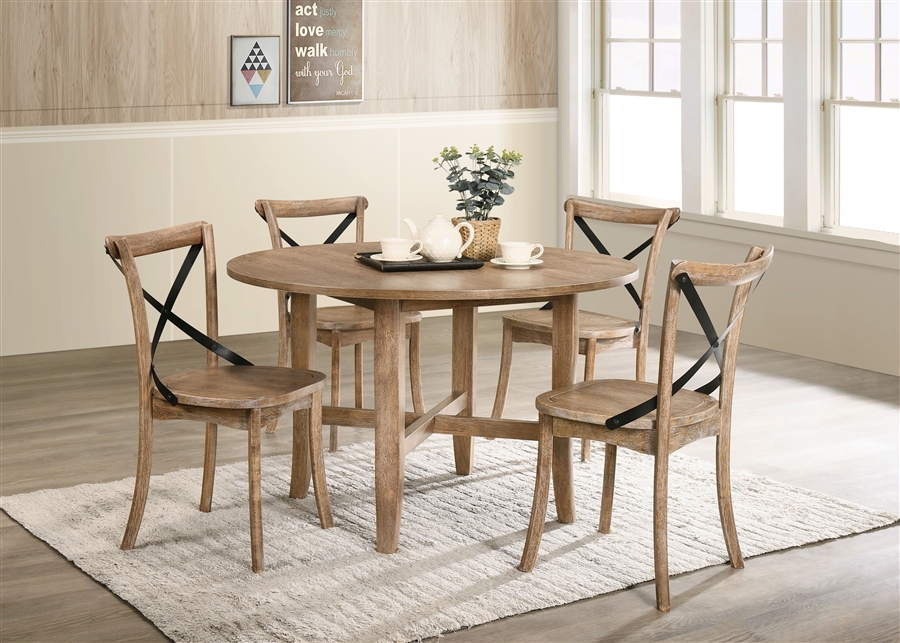 Kendric 5 Piece Round Table Dining Room, Rustic Dining Table Set Round