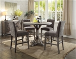 Carmelina 5 Piece Round Table Counter Height Dining Set in Weathered Gray Oak Finish by Acme - 71865