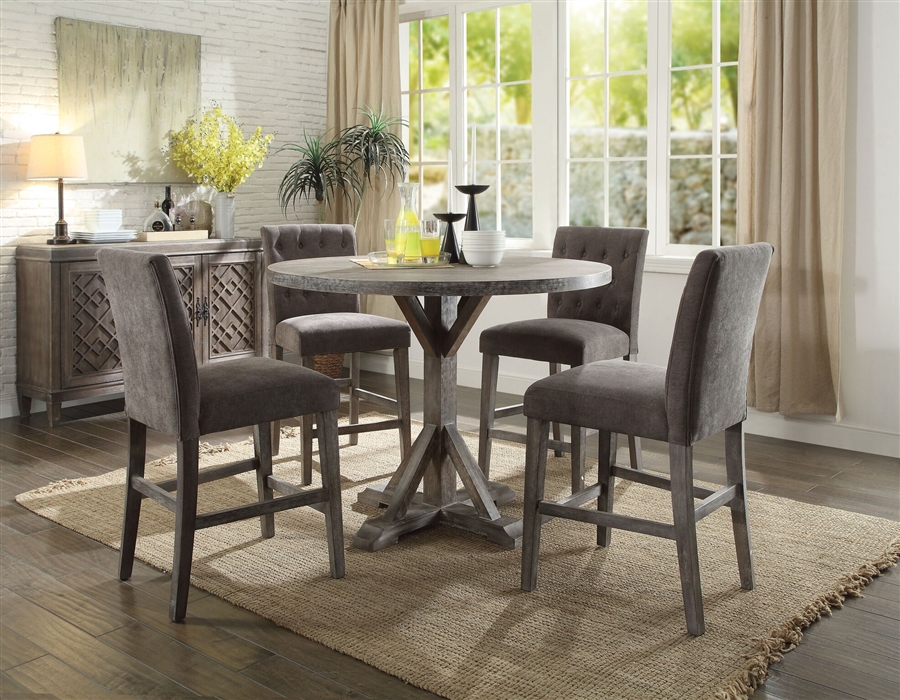Carmelina 5 Piece Round Table Counter, Round High Top Dining Table Set