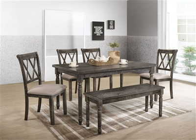 Claudia II 7 Piece Dining Room Set in Weathered Gray Finish by Acme - 71880