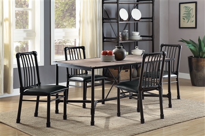 Caitlin 5 Piece Dining Room Set in Rustic Oak & Black Finish by Acme - 72035