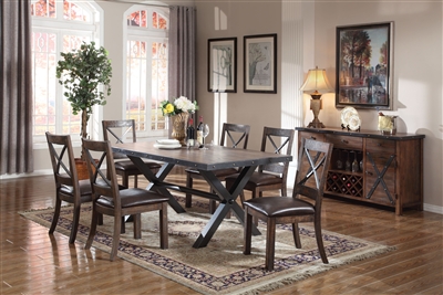 Earvin 7 Piece Dining Room Set in Weathered Oak Finish by Acme - 72230