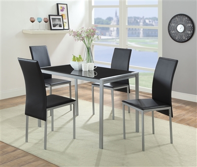 Vallo 5 Piece Dining Room Set in Silver Finish by Acme - 72335
