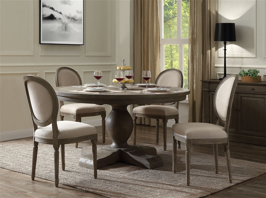 Ruby 5 Piece Round Table Dining Room, Oval Back Dining Chair Set Of 2
