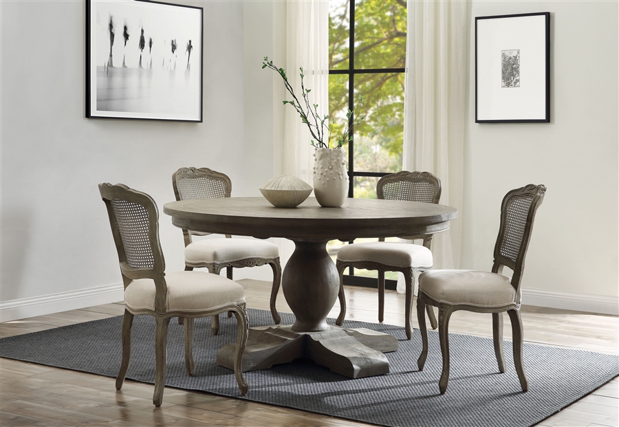 Ruby 5 Piece Round Table Dining Room, Round Back Dining Room Sets