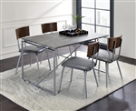 Jurgen 5 Piece Dining Room Set in PU, Faux Concrete & Silver Finish by Acme - 72905