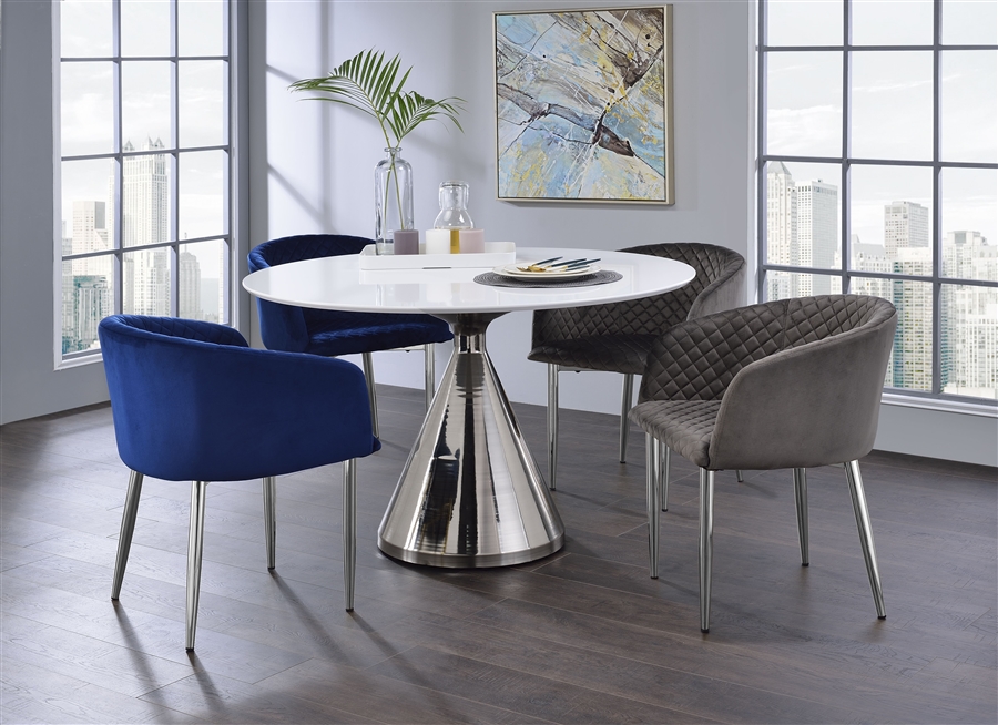 Hawkins 5 Piece Round Table Dining Room, Dining Room Set With Velvet Chairs