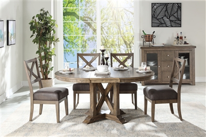 Boyden 5 Piece Round Table Dining Room Set in Antique Oak Finish by Acme - 77120